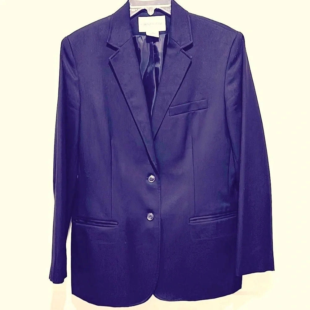 Evan Picone women’s black wool blend 2-button blazer, size 14